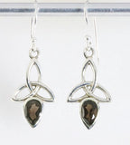 Opengewerkte zilveren oorbellen met rookkwarts afbeelding 1