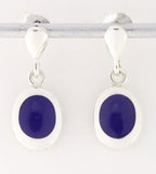 Hoogglans zilveren oorstekers met lapis lazuli afbeelding 1