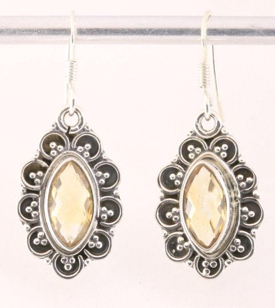Bewerkte zilveren oorbellen met citrien afbeelding 1