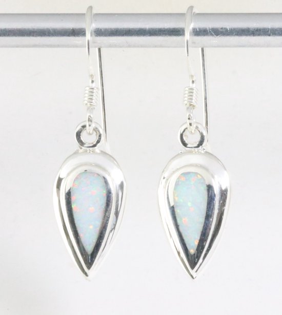 Fijne hoogglans zilveren oorbellen met welo opaal afbeelding 1