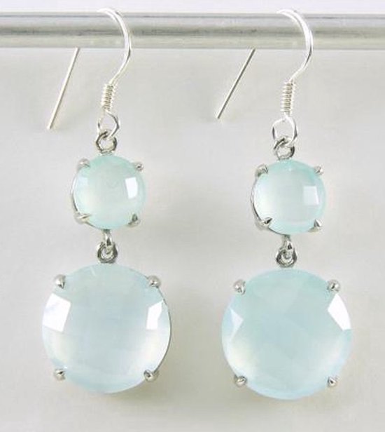 Zilveren oorbellen met chrysopraas chalcedoon afbeelding 1