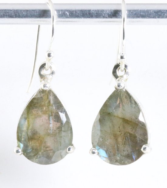 Zilveren oorbellen met labradoriet afbeelding 1