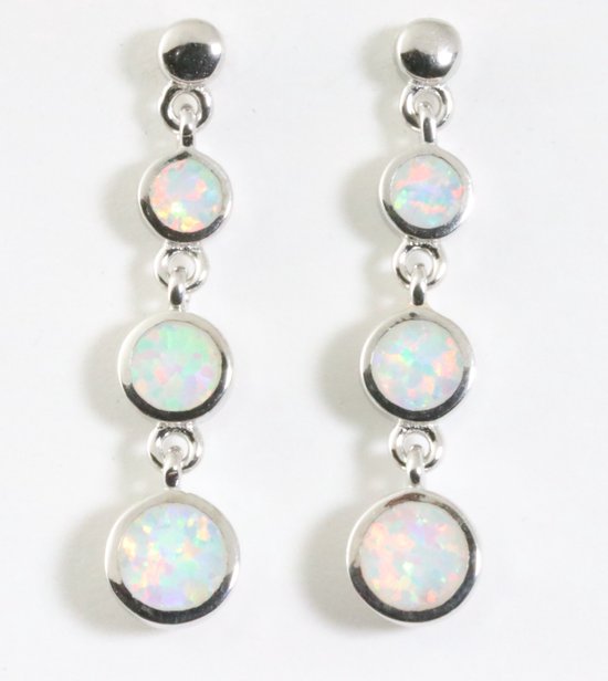 Hoogglans zilveren oorstekers met welo opaal afbeelding 1