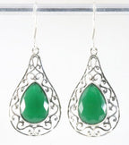 Opengewerkte zilveren oorbellen met smaragd afbeelding 1