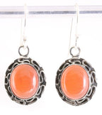 Bewerkte zilveren oorbellen met rode vuuropaal afbeelding 1