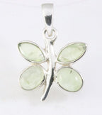 Zilveren vlinder hanger met prehniet afbeelding 1