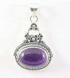 Bewerkte zilveren hanger met amethist afbeelding 1