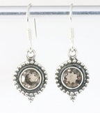 Fijne bewerkte ronde zilveren oorbellen met rookkwarts afbeelding 1