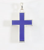 Fijne zilveren kruishanger met lapis lazuli afbeelding 1