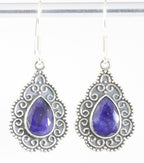 Bewerkte zilveren oorbellen met blauwe saffier afbeelding 1