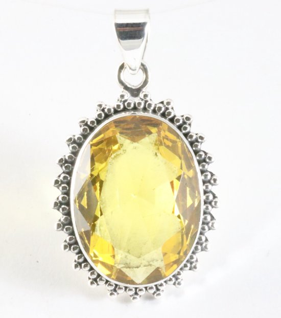 Bewerkte zilveren hanger met citrien afbeelding 1