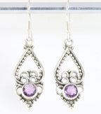 Fijne opengewerkte zilveren oorbellen met amethist afbeelding 1