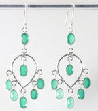 Lange zilveren oorbellen met groene chalcedoon afbeelding 1