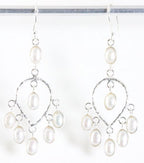 Lange zilveren oorbellen met parel afbeelding 1