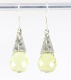 Bewerkte zilveren oorbellen met lemonkwarts afbeelding 1