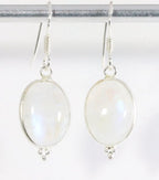 Fijne zilveren oorbellen met regenboog maansteen afbeelding 1