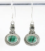 Bewerkte zilveren oorbellen met malachiet afbeelding 1