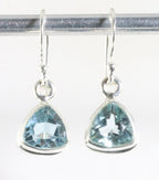 Hoogglans zilveren oorbellen met blauwe topaas afbeelding 1