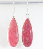 Lange zilveren oorbellen met roze thuliet afbeelding 1