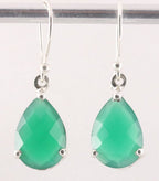 Zilveren oorbellen met groene onyx afbeelding 1