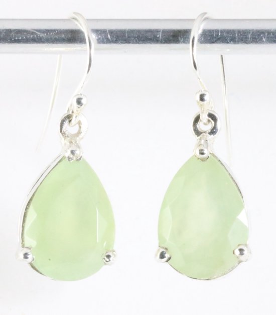 Zilveren oorbellen met prehniet afbeelding 1