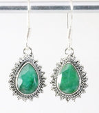 Fijne bewerkte zilveren oorbellen met smaragd afbeelding 1