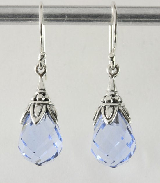 Bewerkte zilveren oorbellen met aquamarijn afbeelding 4