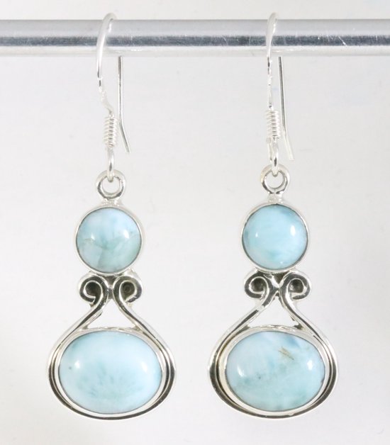 Zilveren oorbellen met larimar afbeelding 1