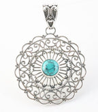 Opengewerkte zilveren hanger met turkoois afbeelding 5
