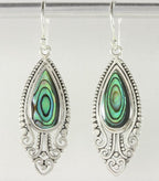 Opengewerkte zilveren oorbellen met abalone schelp afbeelding 1