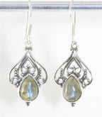 Opengewerkte zilveren oorbellen met labradoriet afbeelding 1