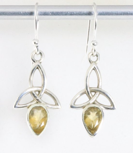 Opengewerkte zilveren oorbellen met citrien afbeelding 1