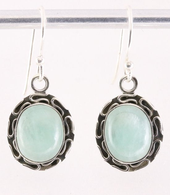 Bewerkte zilveren oorbellen met amazoniet afbeelding 1