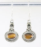 Bewerkte zilveren oorbellen met tijgeroog afbeelding 1