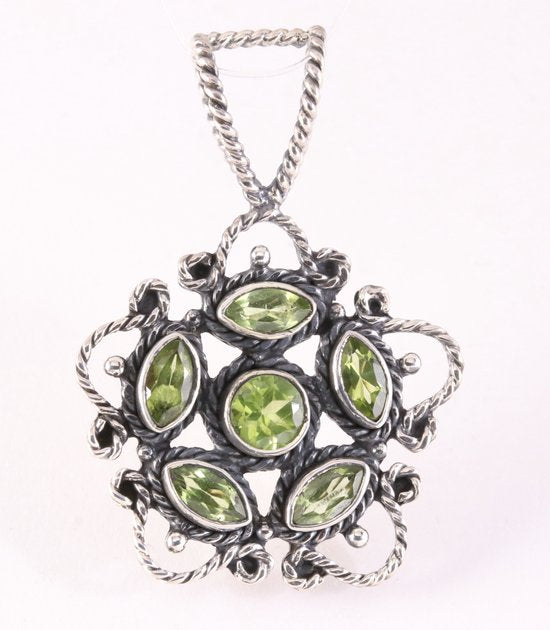 Bewerkte zilveren hanger met lemonkwarts afbeelding 1