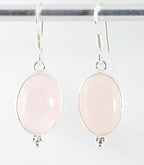 Fijne zilveren oorbellen met rozenkwarts afbeelding 1