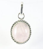 Fijne bewerkte ovale zilveren hanger met rozenkwarts afbeelding 1