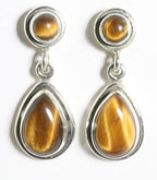 Zilveren oorstekers met tijgeroog afbeelding 1