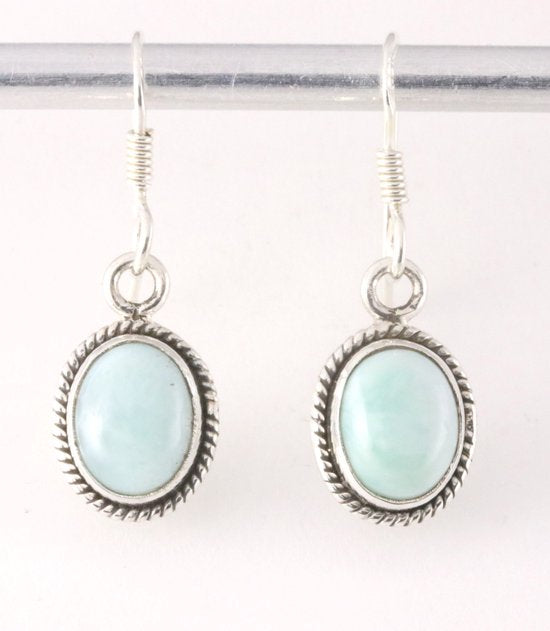 Fijne bewerkte zilveren oorbellen met larimar afbeelding 1