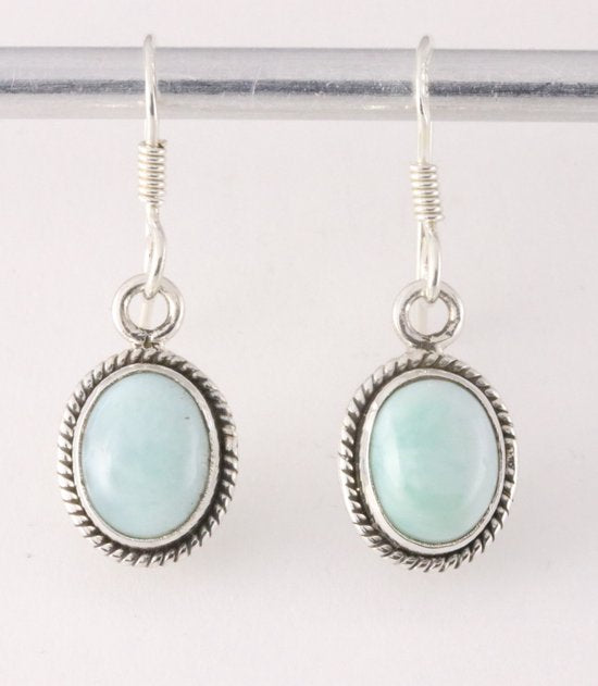 Fijne bewerkte zilveren oorbellen met larimar afbeelding 5