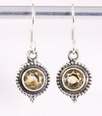 Fijne bewerkte ronde zilveren oorbellen met citrien afbeelding 1