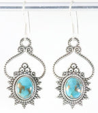 Bewerkte zilveren oorbellen met blauwe koperturkoois afbeelding 1