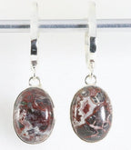 Hoogglans zilveren oorbellen met turitella agaat afbeelding 1