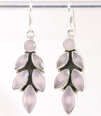 Lange zilveren oorbellen met rozenkwarts afbeelding 1