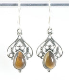 Opengewerkte zilveren oorbellen met tijgeroog afbeelding 1