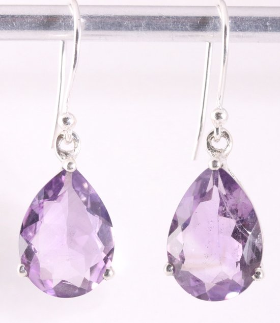 Zilveren oorbellen met amethist afbeelding 1