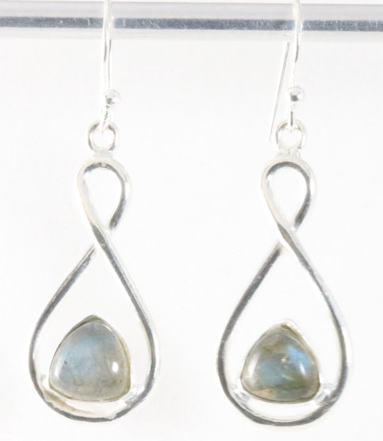 Opengewerkte zilveren oorbellen met labradoriet afbeelding 1