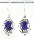 Bewerkte zilveren oorbellen met blauwe saffier afbeelding 1