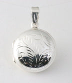 Fijn rond hoogglans zilveren medaillon met fantasie gravering afbeelding 1