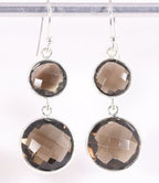 Lange zilveren oorbellen met rookkwarts afbeelding 1